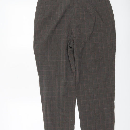 Marks and Spencer Women's Brown Checked Straight Leg Trousers Size 16