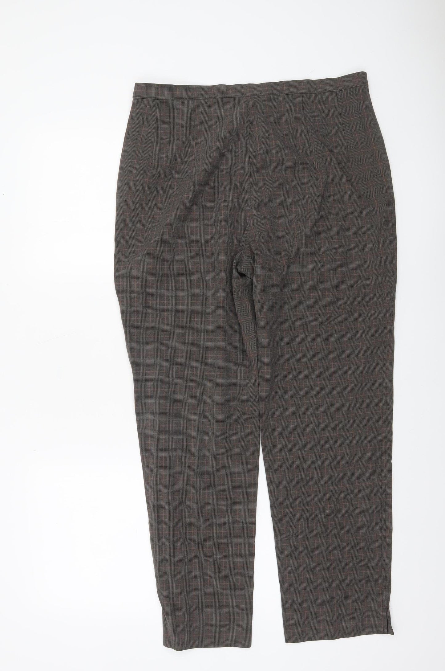 Marks and Spencer Women's Brown Checked Straight Leg Trousers Size 16