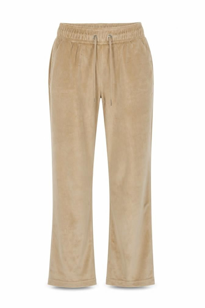 Cotton Traders Womens Beige Velour Joggers Size 10 Elastic Waist