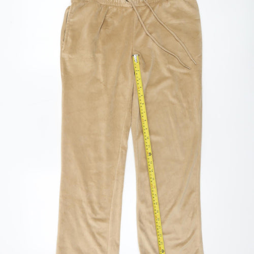 Cotton Traders Womens Beige Velour Joggers Size 10 Elastic Waist