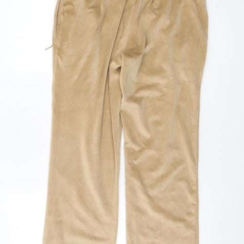 Cotton Traders Womens Beige Velour Joggers Size 10 Elastic Waist