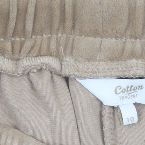 Cotton Traders Womens Beige Velour Joggers Size 10 Elastic Waist