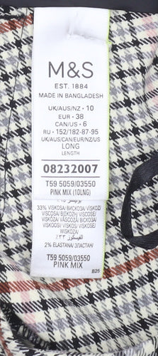 Marks and Spencer Womens Multicoloured Check Trousers Size 10 Regular