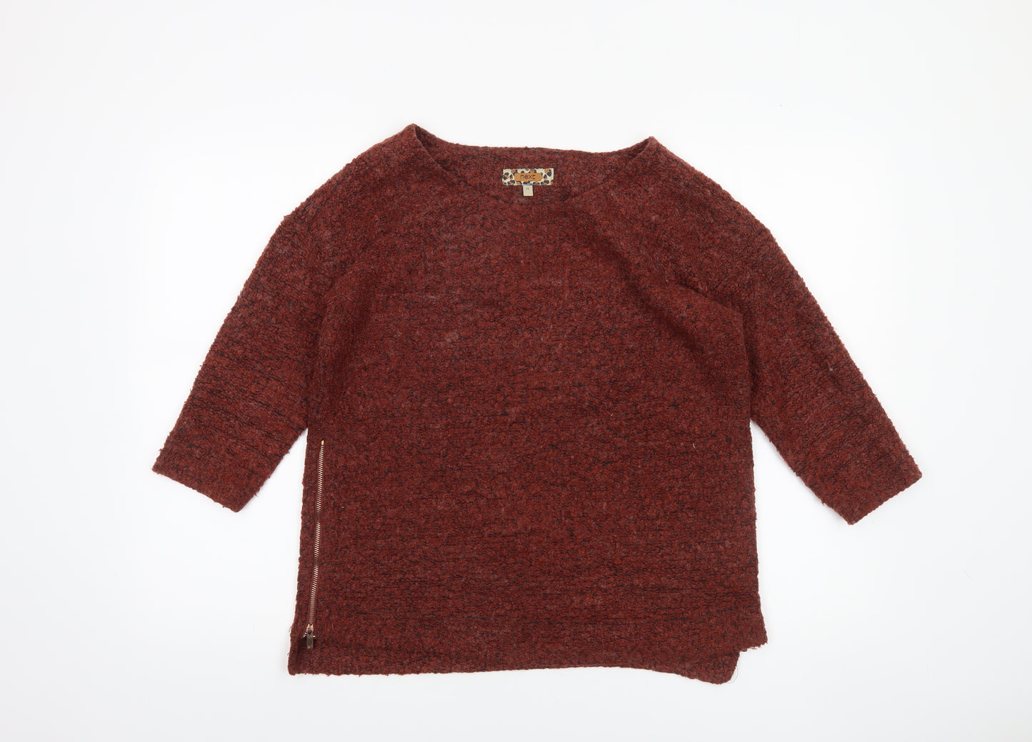 Next Women Brown Knit Tunic Top Size 12 3/4 Sleeve Boat Neck