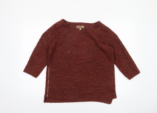 Next Women Brown Knit Tunic Top Size 12 3/4 Sleeve Boat Neck