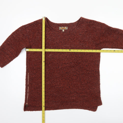 Next Women Brown Knit Tunic Top Size 12 3/4 Sleeve Boat Neck