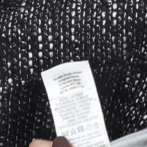 Wallis Womens Black Metallic Tweed Biker Jacket Size 12