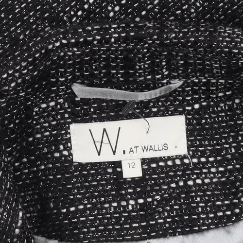 Wallis Womens Black Metallic Tweed Biker Jacket Size 12