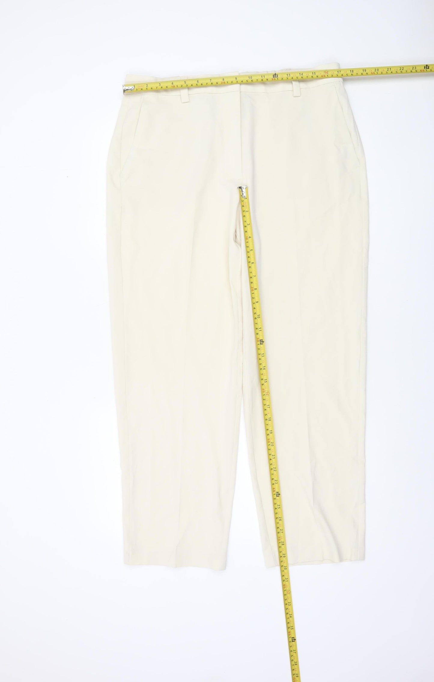 Marks and Spencer Women’s Ivory Size 16 Short Straight Trousers
