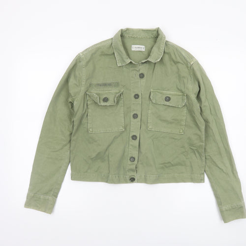 Pull&Bear Womens Green Military Cotton Jacket Size 8 Regular Fit