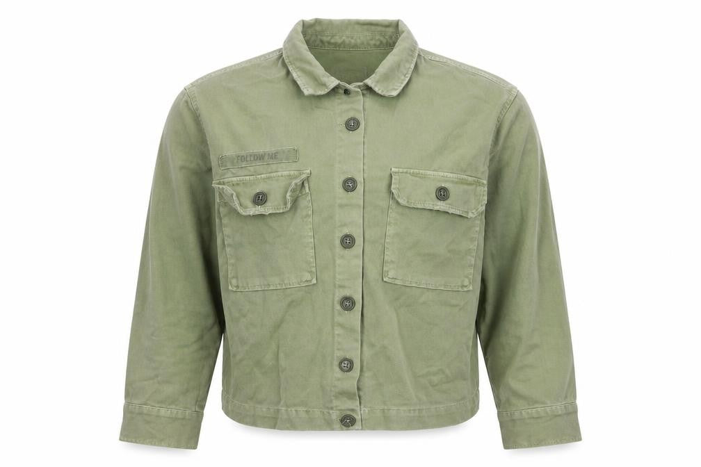Pull&Bear Womens Green Military Cotton Jacket Size 8 Regular Fit