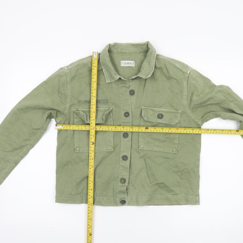 Pull&Bear Womens Green Military Cotton Jacket Size 8 Regular Fit