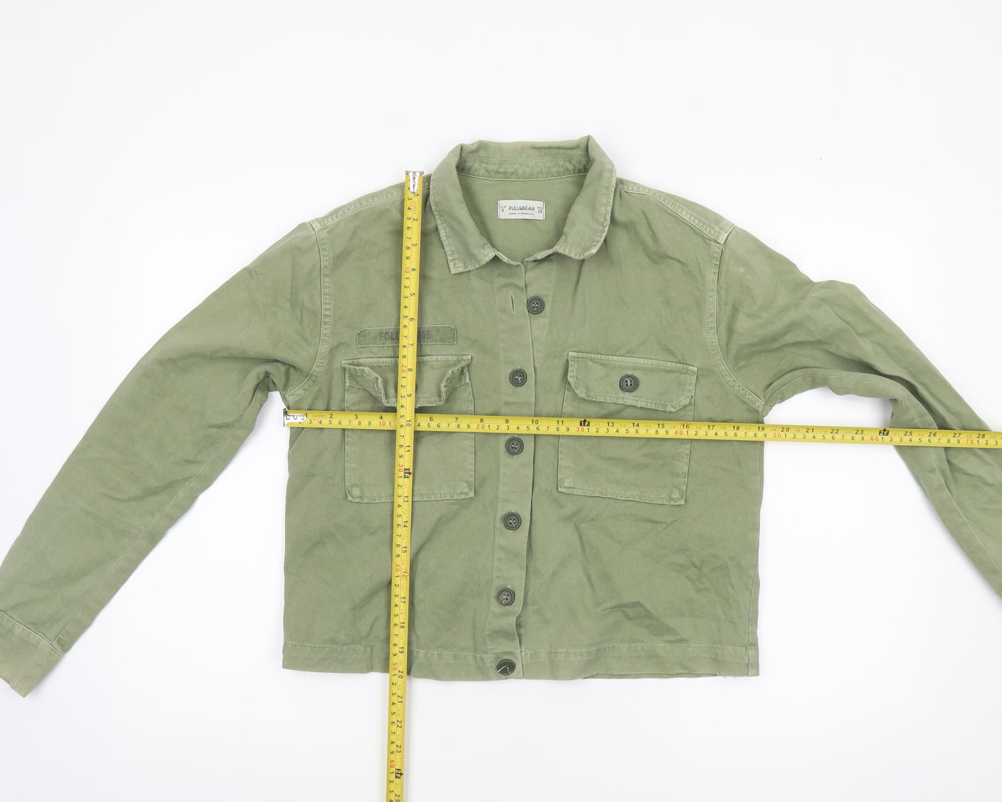 Pull&Bear Womens Green Military Cotton Jacket Size 8 Regular Fit
