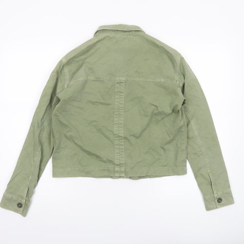 Pull&Bear Womens Green Military Cotton Jacket Size 8 Regular Fit