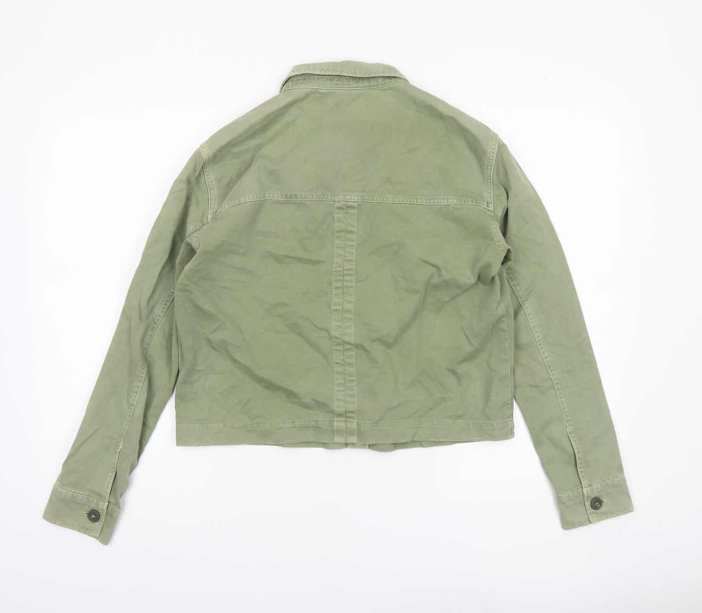 Pull&Bear Womens Green Military Cotton Jacket Size 8 Regular Fit