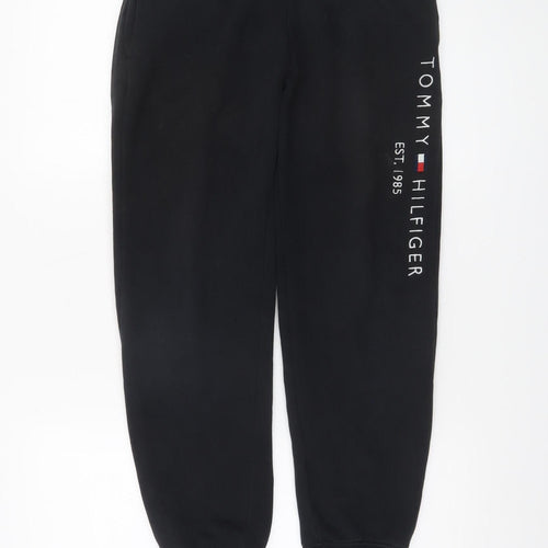 Tommy Hilfiger Boys Black Jogger Sweatpants 164cm Elastic Waist Fleece