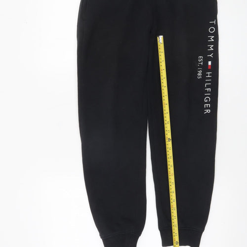Tommy Hilfiger Boys Black Jogger Sweatpants 164cm Elastic Waist Fleece