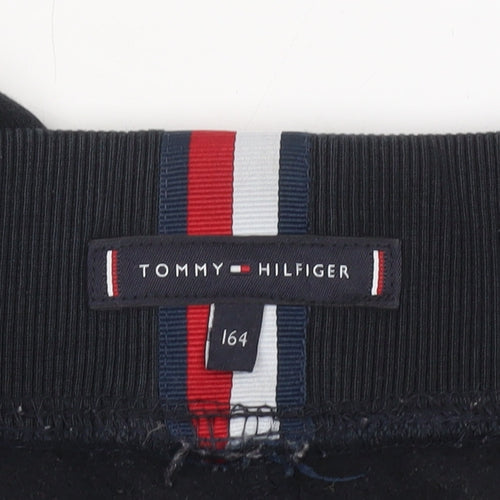 Tommy Hilfiger Boys Black Jogger Sweatpants 164cm Elastic Waist Fleece