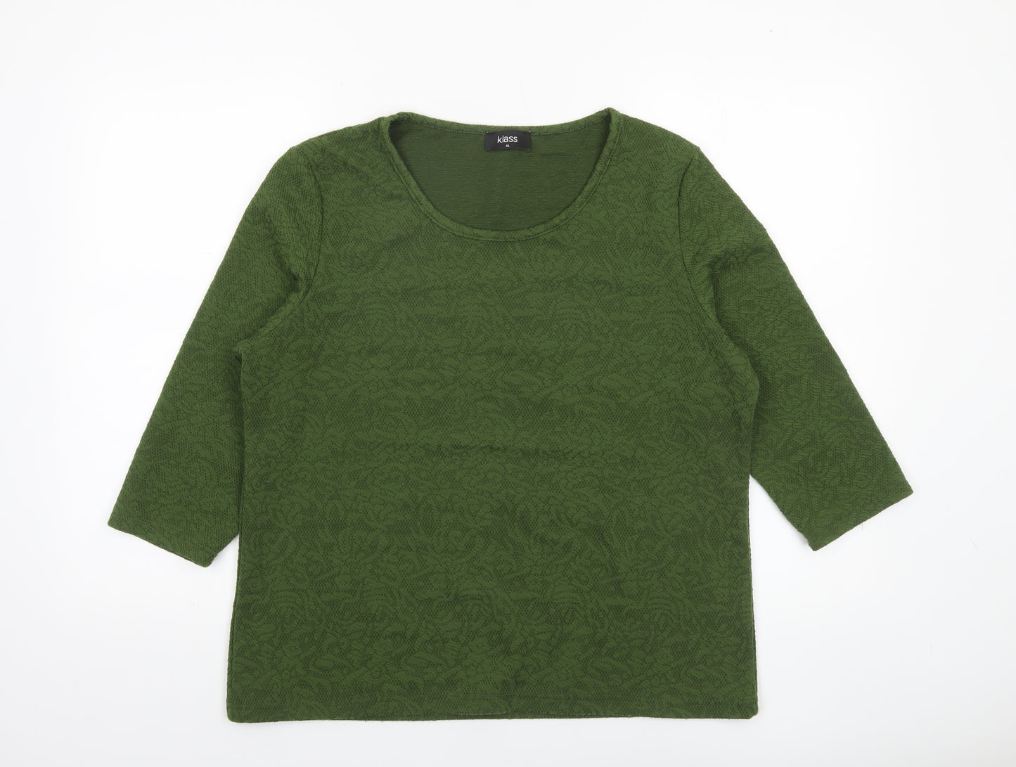 Klass Womens Green XL 3/4 Sleeve Scoop Neck Jersey Blouse