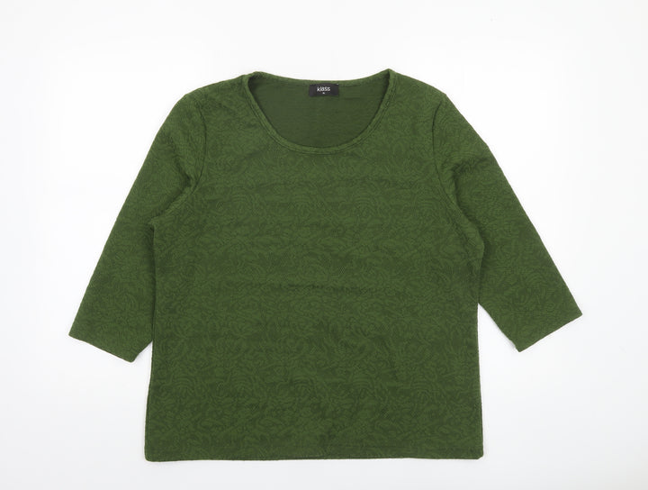 Klass Womens Green XL 3/4 Sleeve Scoop Neck Jersey Blouse