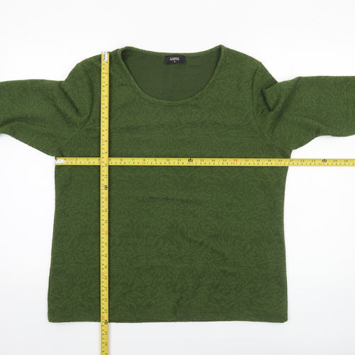 Klass Womens Green XL 3/4 Sleeve Scoop Neck Jersey Blouse