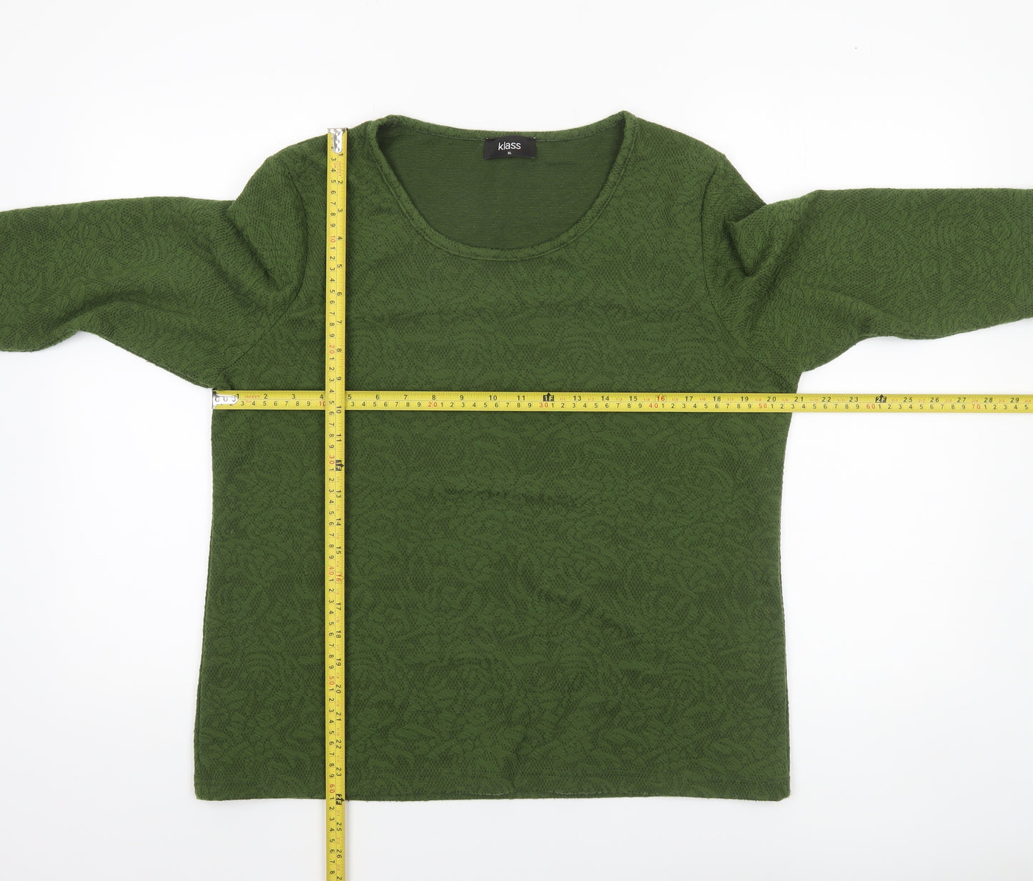 Klass Womens Green XL 3/4 Sleeve Scoop Neck Jersey Blouse