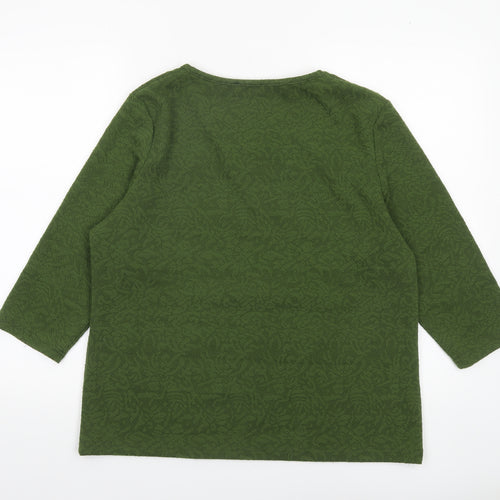 Klass Womens Green XL 3/4 Sleeve Scoop Neck Jersey Blouse