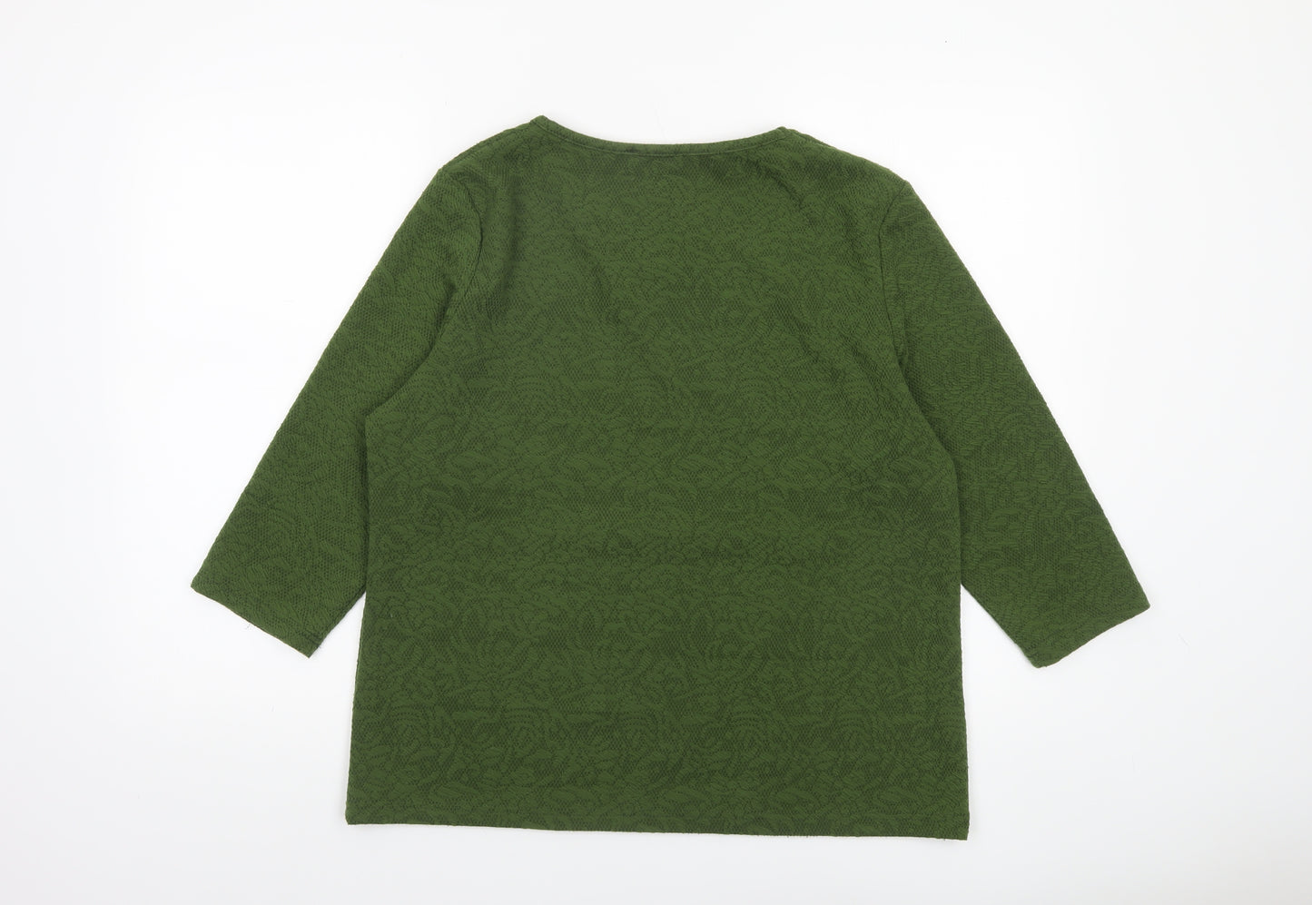 Klass Womens Green XL 3/4 Sleeve Scoop Neck Jersey Blouse