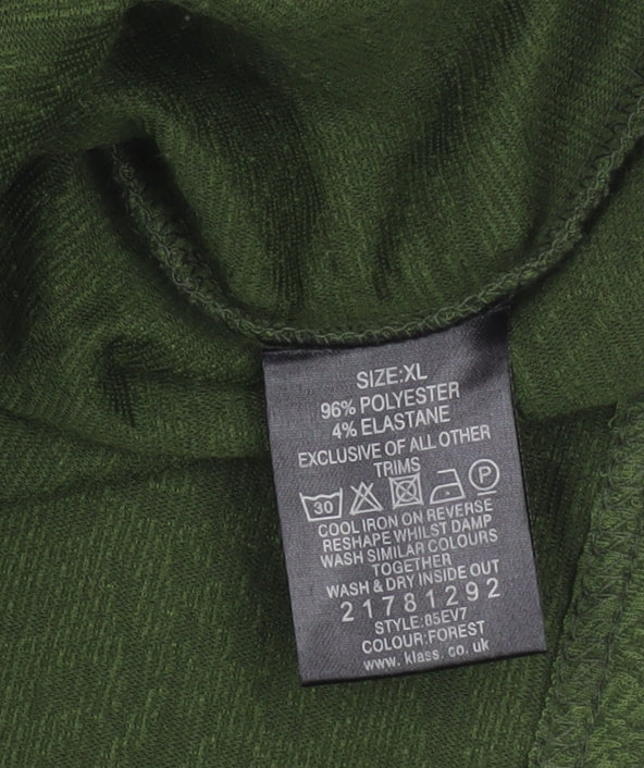 Klass Womens Green XL 3/4 Sleeve Scoop Neck Jersey Blouse