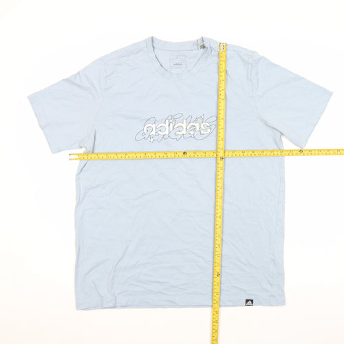 adidas Men’s Blue Graphic Logo T-Shirt Size L Short Sleeve Cotton