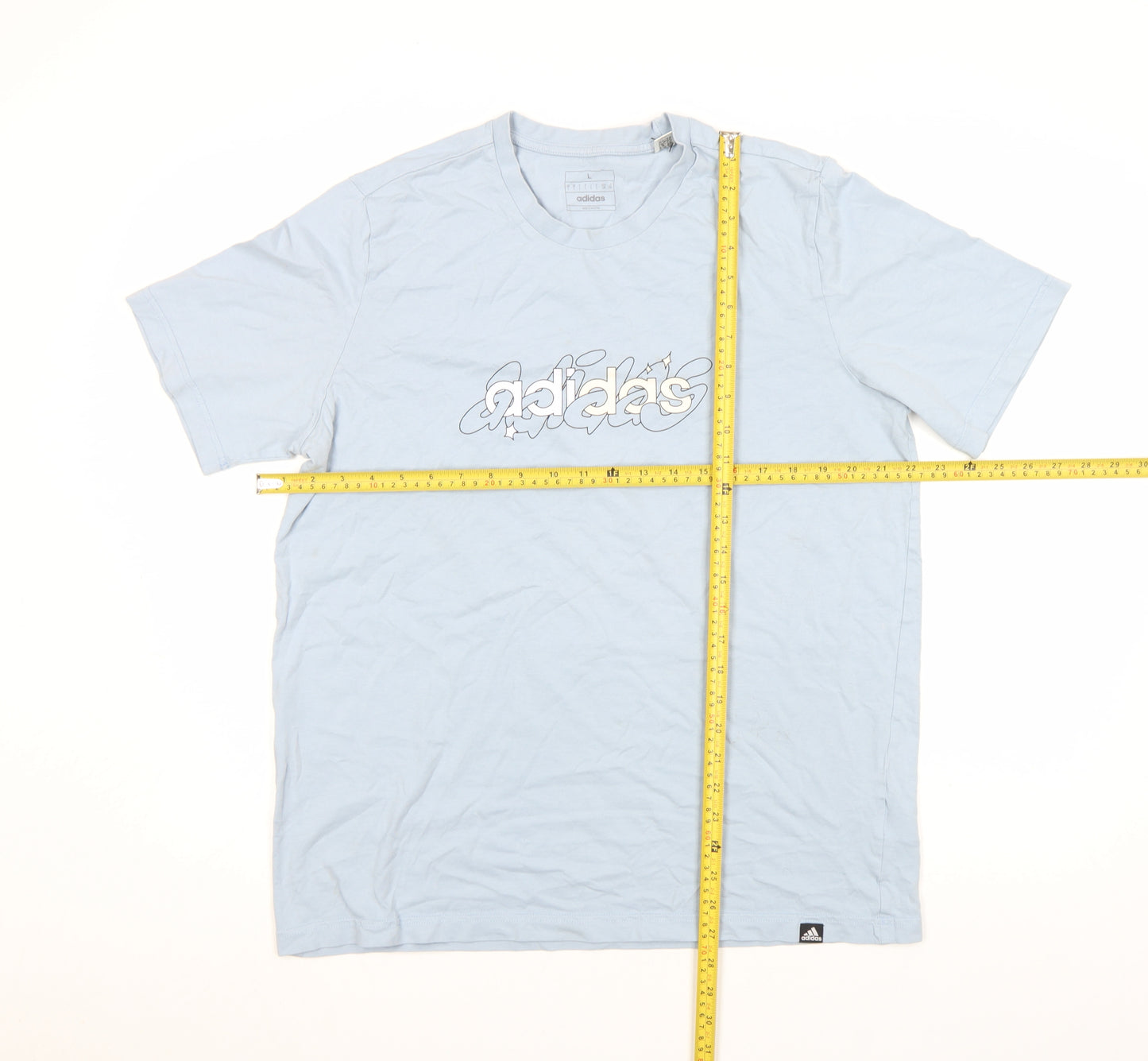 adidas Men’s Blue Graphic Logo T-Shirt Size L Short Sleeve Cotton