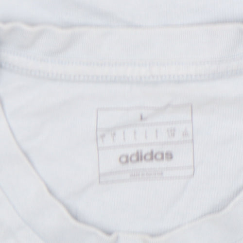 adidas Men’s Blue Graphic Logo T-Shirt Size L Short Sleeve Cotton