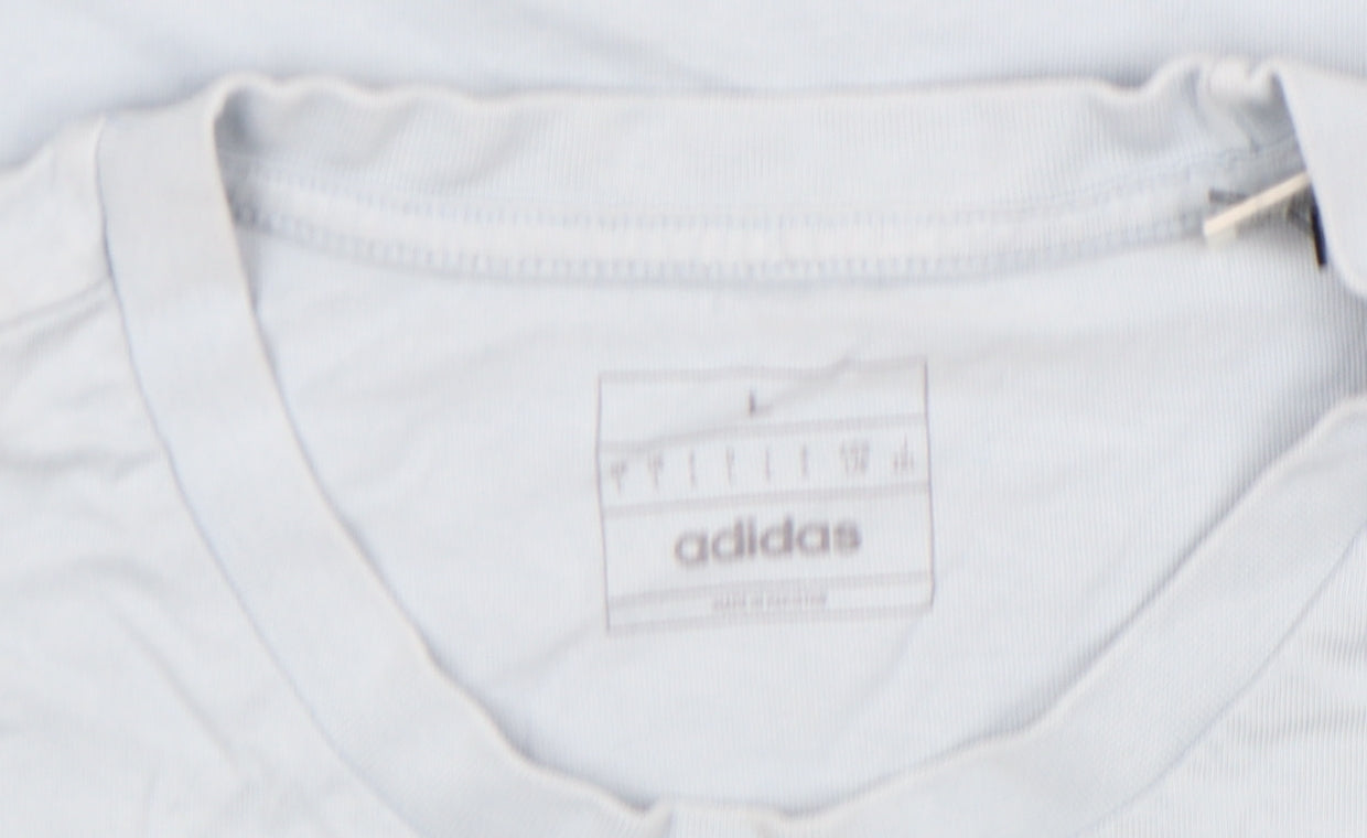 adidas Men’s Blue Graphic Logo T-Shirt Size L Short Sleeve Cotton