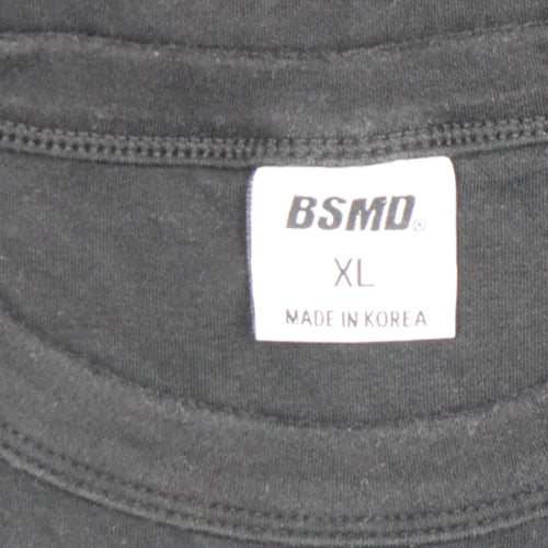 BSMD Men's Black XL Crew Neck Short Sleeve Cotton T-Shirt