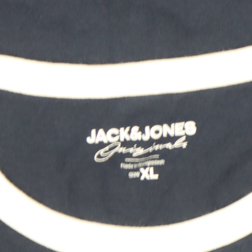 Jack & Jones Men's Blue XL Crew Neck Logo T-Shirt