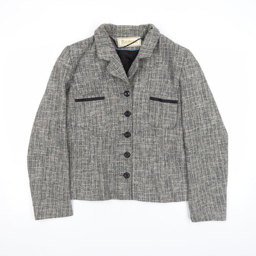 Roman Originals Women's Grey Wool Blend Tweed Blazer Size 14