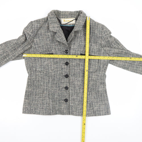 Roman Originals Women's Grey Wool Blend Tweed Blazer Size 14