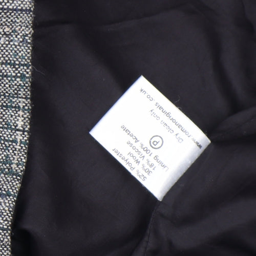 Roman Originals Women's Grey Wool Blend Tweed Blazer Size 14