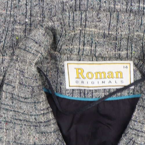 Roman Originals Women's Grey Wool Blend Tweed Blazer Size 14