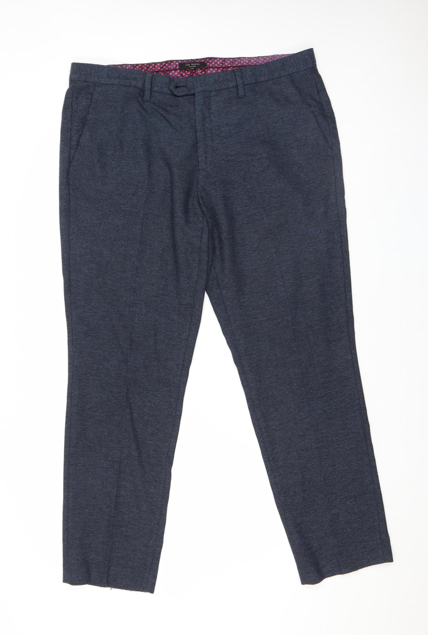 Ted Baker Men's Blue Slim Fit Wool Blend Chino Trousers 33W