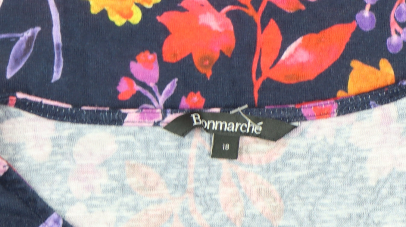 Bonmarché Womens Multicoloured Floral T-Shirt Size 18 Short Sleeve