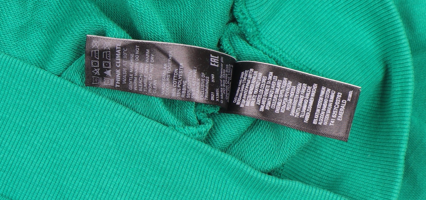 Marks and Spencer Women’s Emerald Green Cotton Hoodie Size 6