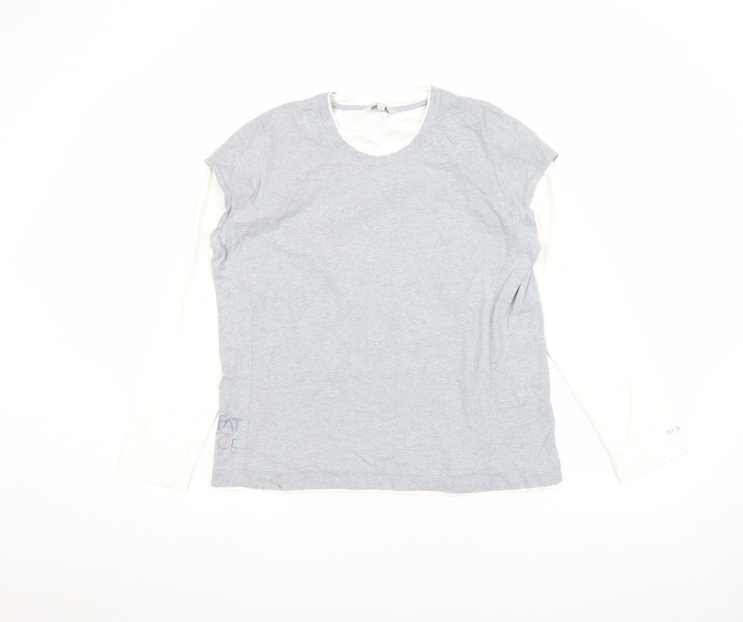 Fat Face Women's Grey Long Sleeve Cotton T-Shirt Size 18