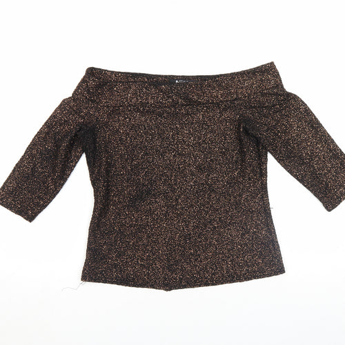 STAR by Julien Macdonald Women's Black Glitter Off Shoulder Top Size 14