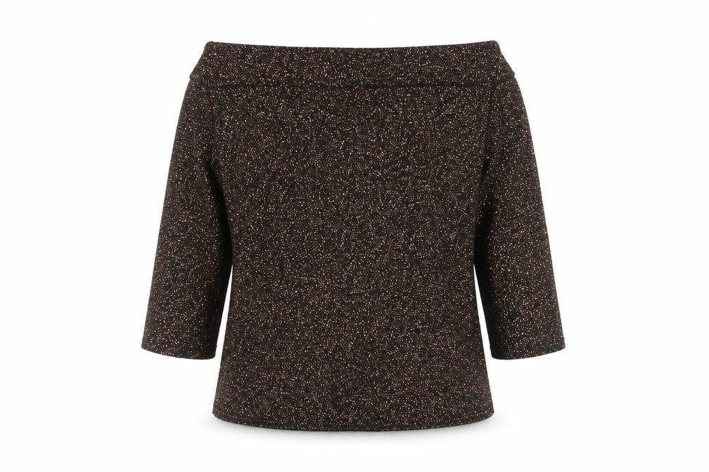 STAR by Julien Macdonald Women's Black Glitter Off Shoulder Top Size 14