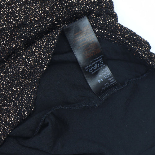 STAR by Julien Macdonald Women's Black Glitter Off Shoulder Top Size 14