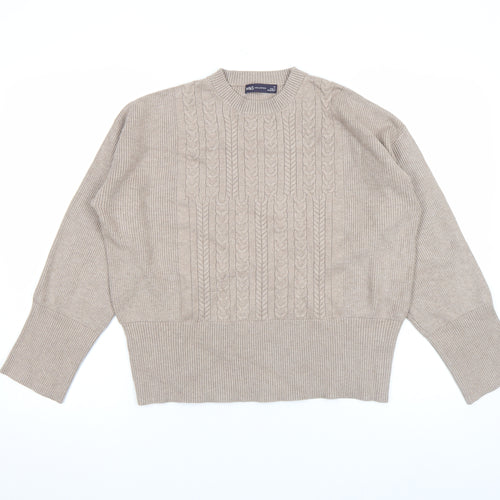 Marks and Spencer Women’s Beige Cable-Knit Wool Blend Jumper M