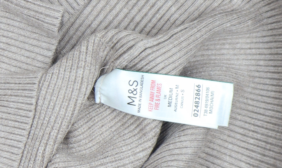 Marks and Spencer Women’s Beige Cable-Knit Wool Blend Jumper M