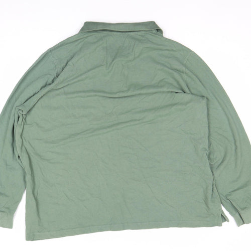 Jacamo Men's Green Long Sleeve Cotton Polo Shirt 2XL Regular Fit
