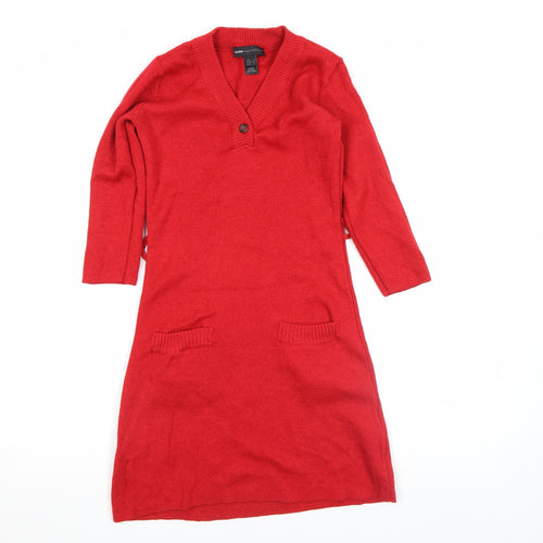 Mango Women’s Red Wool Blend Knee Length Jumper Dress Size S